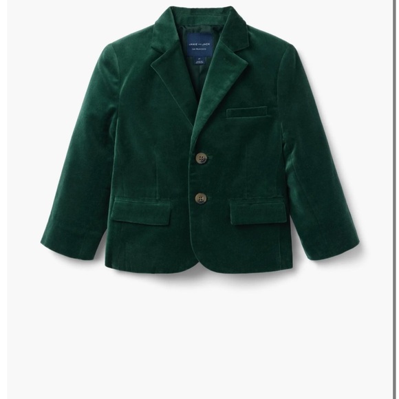 Janie and Jack Forest Green Velvet Blazer - Picture 2 of 3